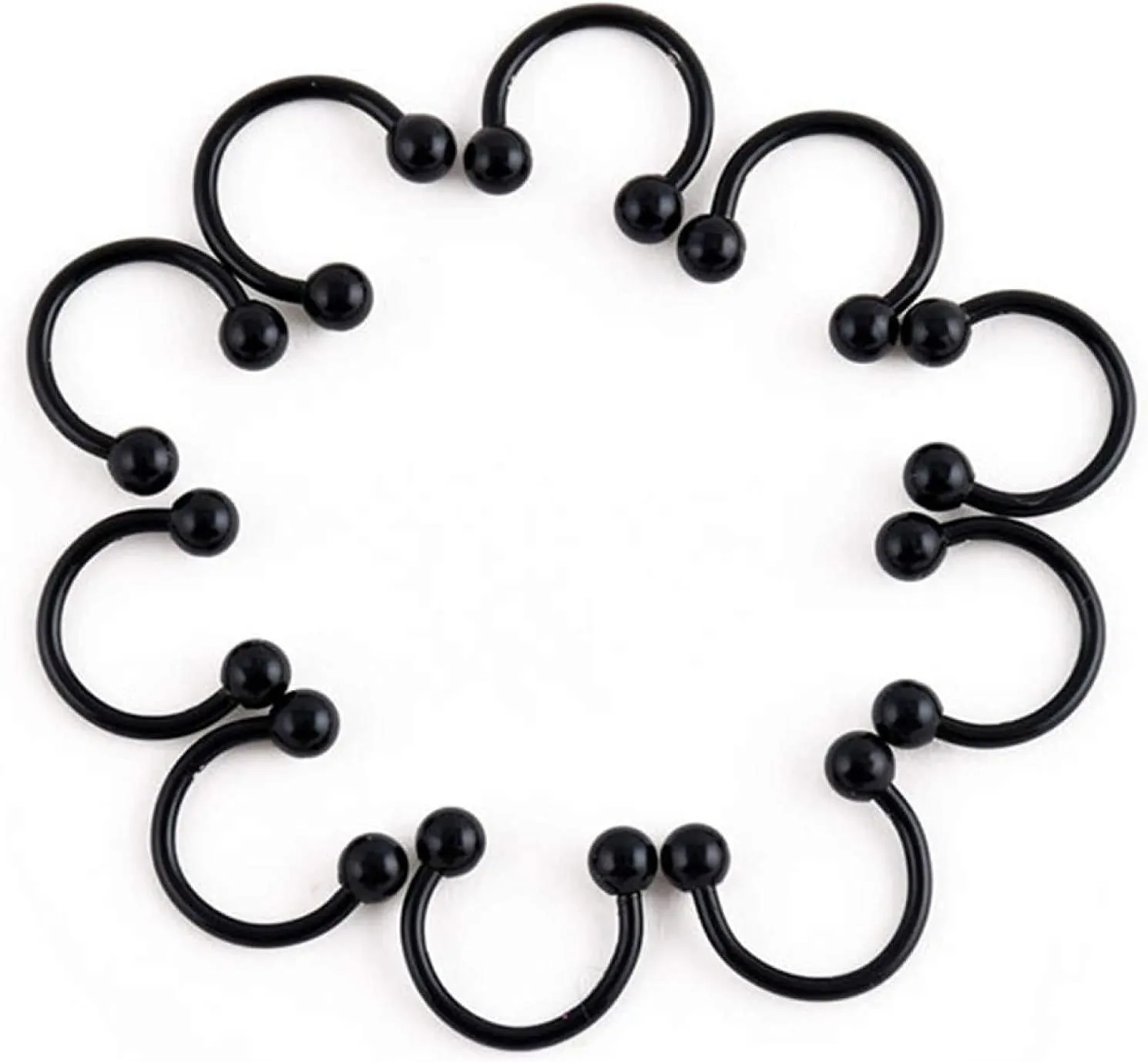 10 pcs Stainless Steel Horseshoe Bar Lip Nose Ear Ring Stud Body Piercing Set