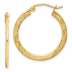 10K Gold Diamond-Cut Polished Hoop Earrings for Women 26mm