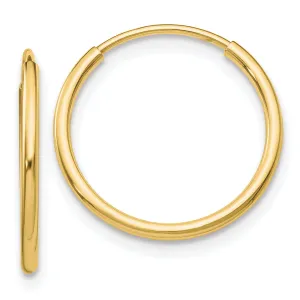 10K Gold Polished Endless Hoop Earrings for Women 20mm Elegant Design
