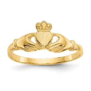 10k Polished & Satin Claddagh Ring-10D99