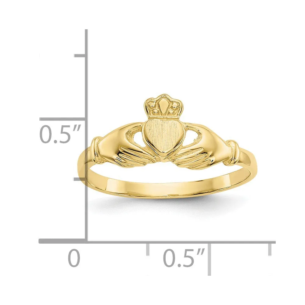 10k Polished & Satin Claddagh Ring-10D99