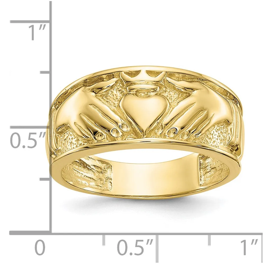 10k Polished Men's Claddagh Band-10D1874