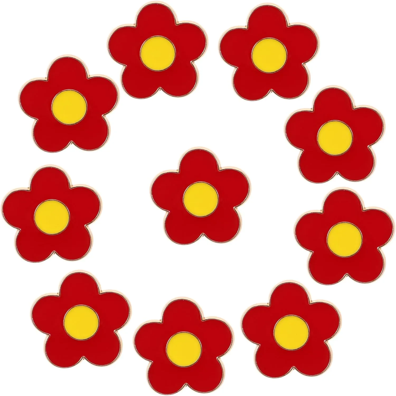 10Pcs Cute Red Flower Brooch Pin for Women Lightweight Floral Pins for Clothing Accessories Versatile Boutonniere Corsage for Hats Bags Suits Weddings Mother Day