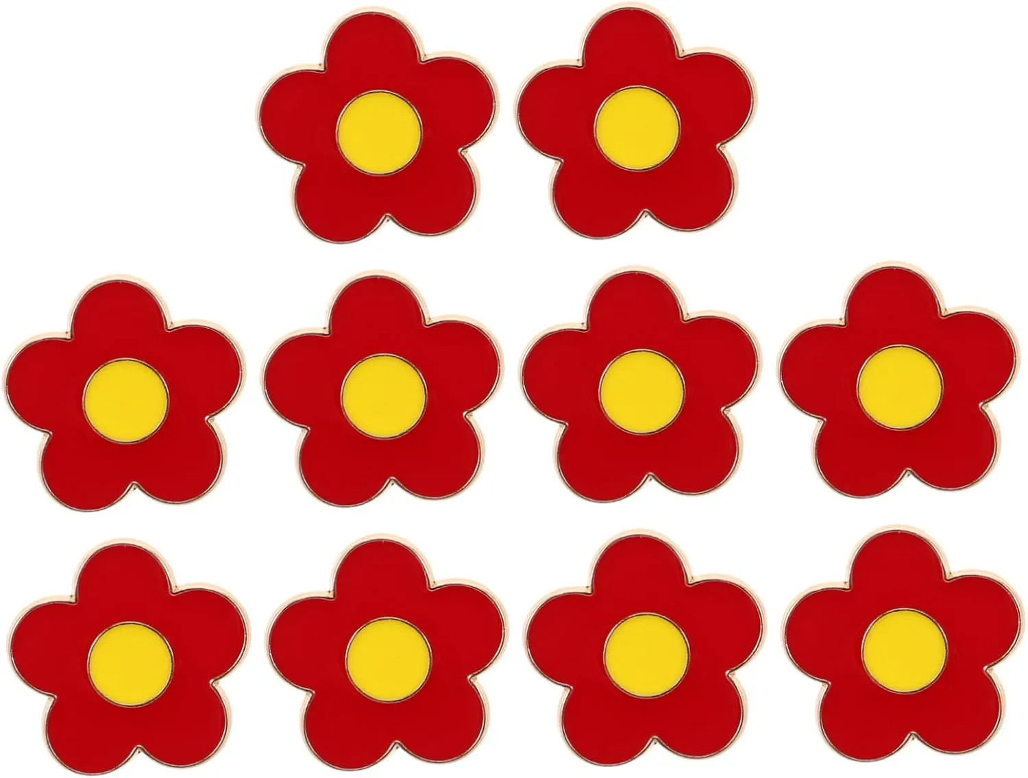 10Pcs Cute Red Flower Brooch Pins for Women Lightweight Floral Lapel Pins Versatile Accessories for Suit Ceremony Hat Bag Wedding Party Birthday Decorations
