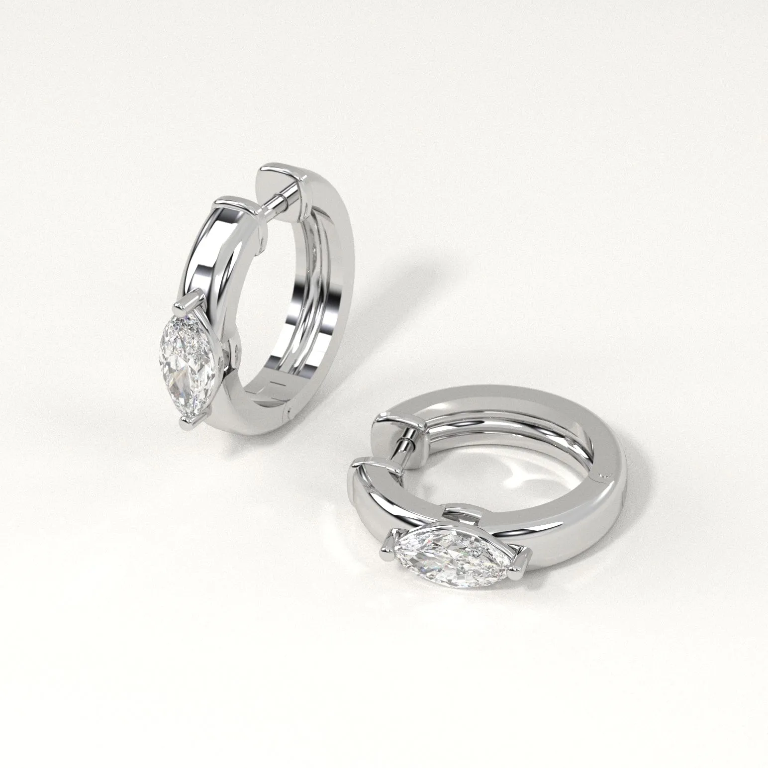 1/2 carat Marquise Diamond Hoop Earrings