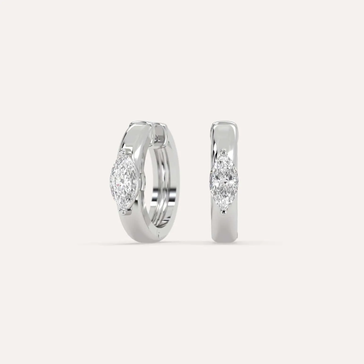 1/2 carat Marquise Diamond Hoop Earrings