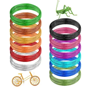 12 Rolls Colored Aluminum Craft Wire 196.8 Feet 18 Gauge 1Mm Flexible Anodized Craft Wire Metal Artistic Floral Jewelry Beading Wire for DIY Jewelry Craft Making