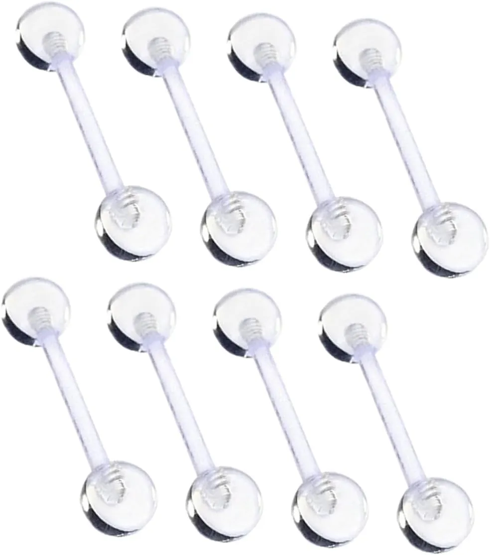 12pcs Clear Acrylic UV Tongue Rings Barbell Retainers for Body Piercing Versatile Jewelry for Cartilage Earrings and Lip Piercings Great present for