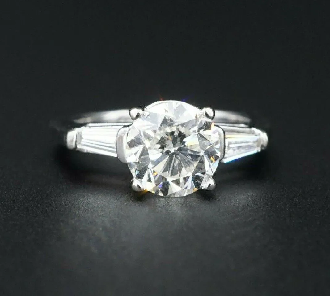 14k Diamond Engagement Ring White Gold 3 Stone 2.5 ct Bridal Set Size 6.75 CO843