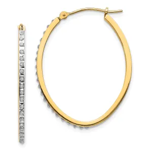 14K Gold Diamond Fascination Oval Hoop Earrings with Polished Finish