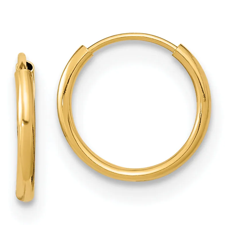 14K Gold Endless Hoop Earrings with Polished Finish Lightweight & Nickel Free