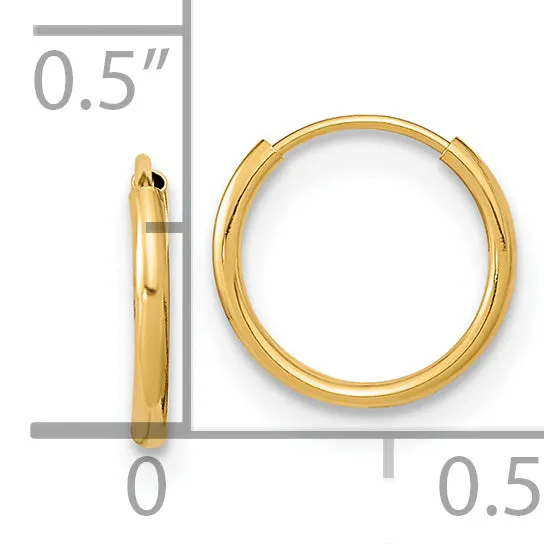 14K Gold Endless Hoop Earrings with Polished Finish Lightweight & Nickel Free