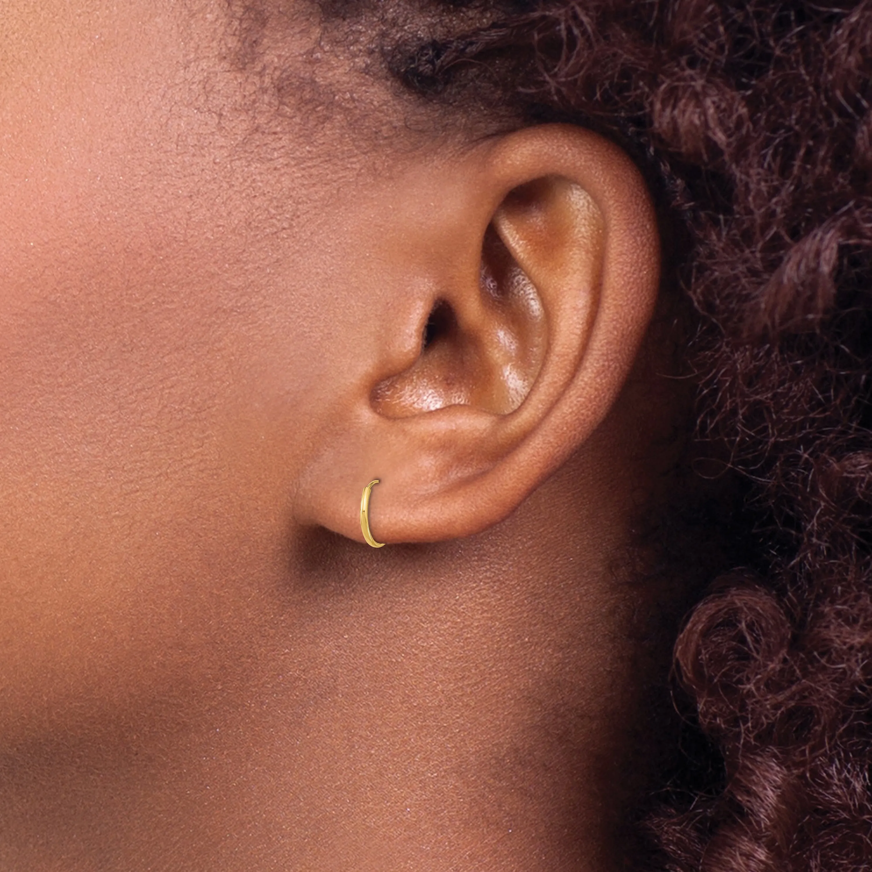 14K Gold Endless Hoop Earrings with Polished Finish Lightweight & Nickel Free