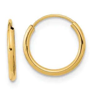 14K Gold Endless Hoop Earrings with Polished Finish, Nickel-Free, 12mm