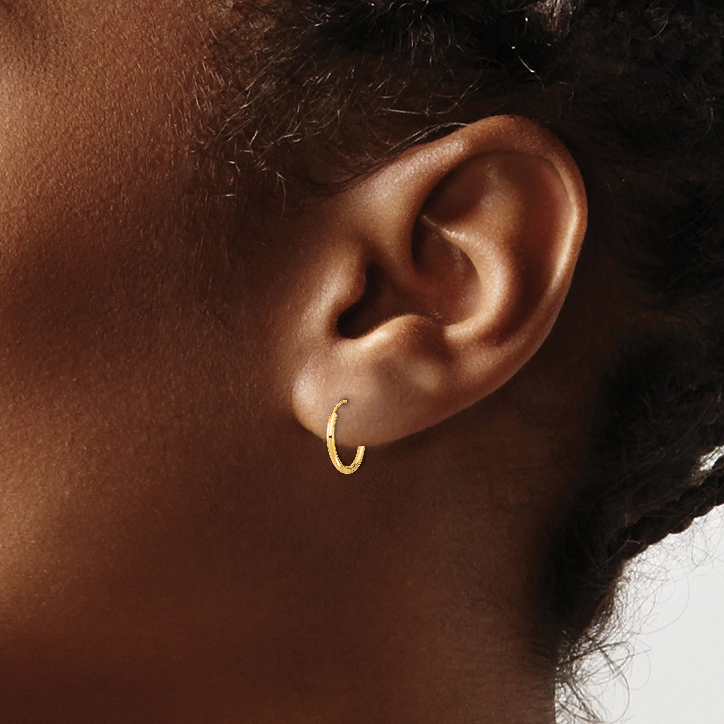 14K Gold Endless Hoop Earrings with Polished Finish, Nickel-Free, 12mm