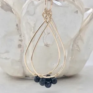 14k Gold Fill Teardrop Hoops with Sapphire