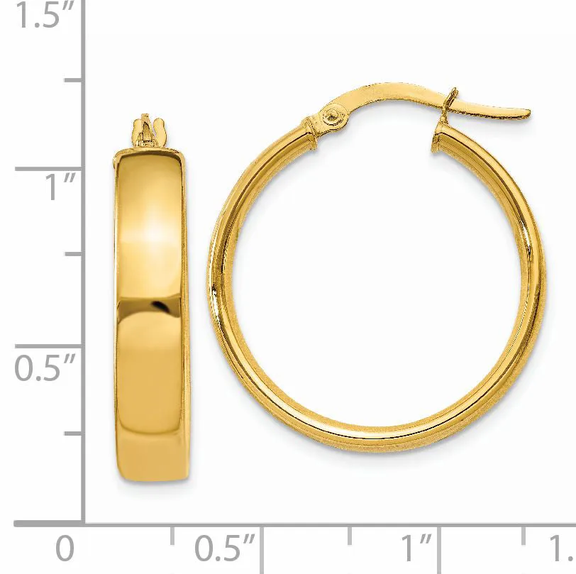 14K Gold Large Hoop Earrings with Polished Finish for Women