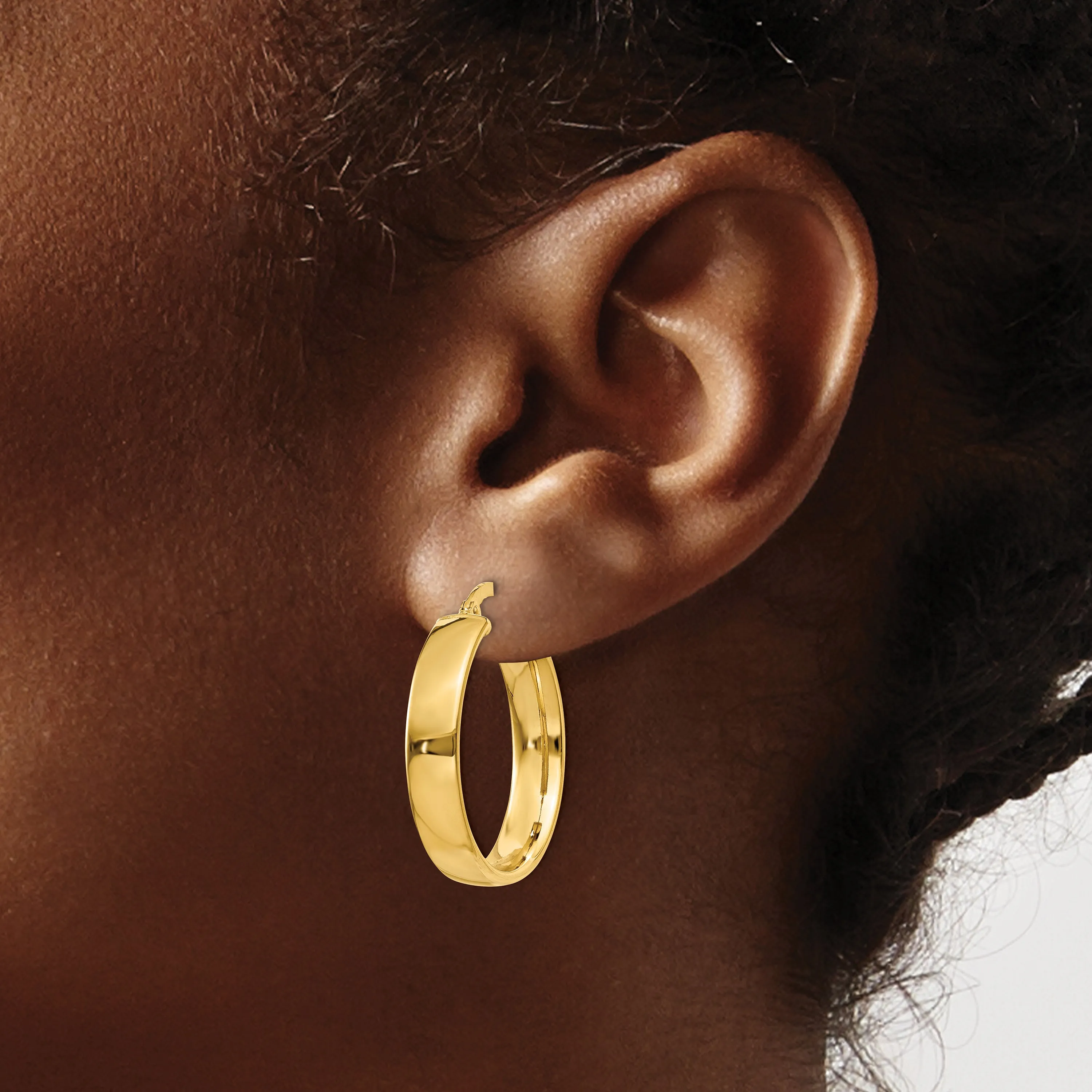 14K Gold Large Hoop Earrings with Polished Finish for Women