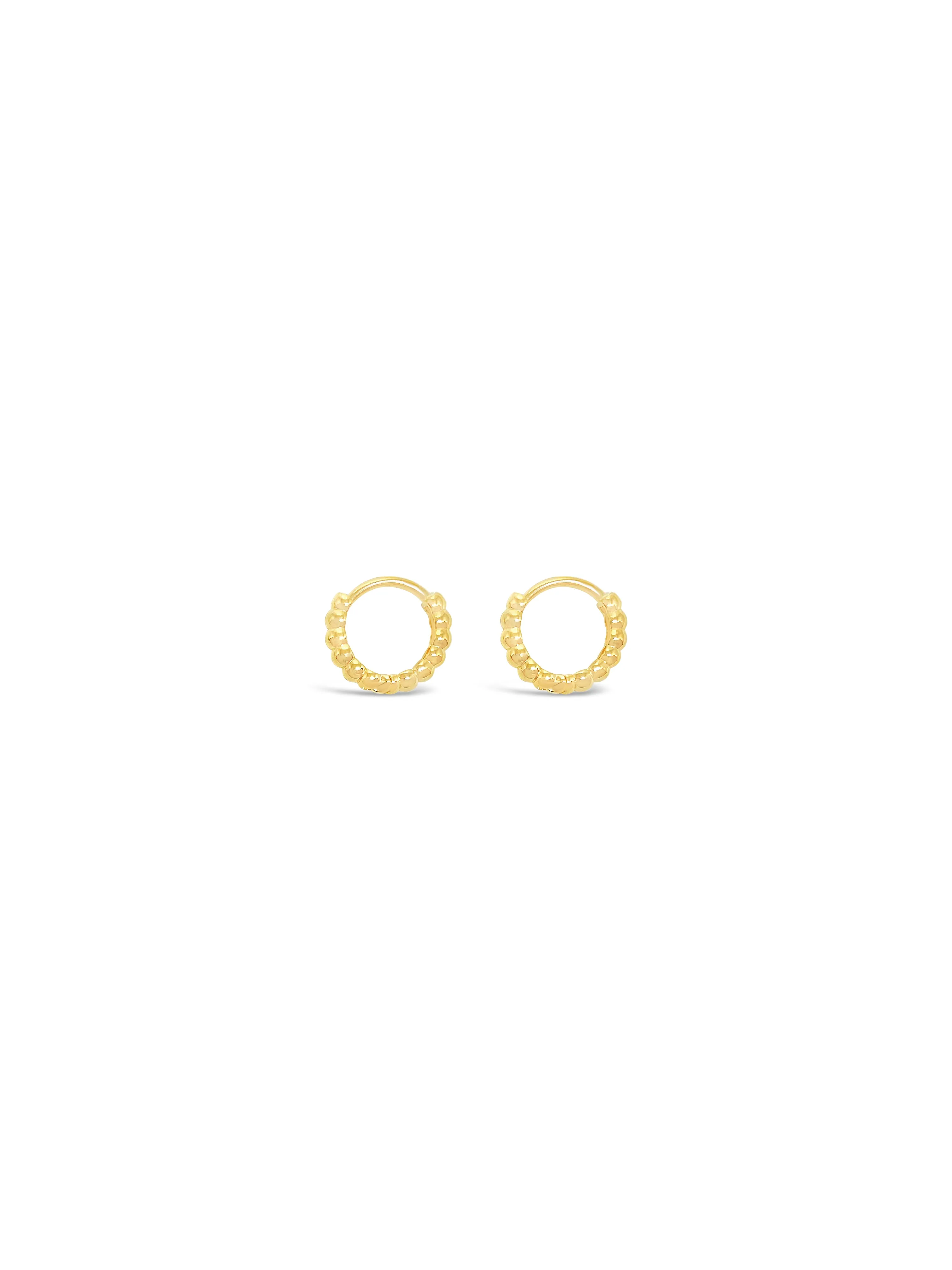 14K Gold Mini Beaded Huggie