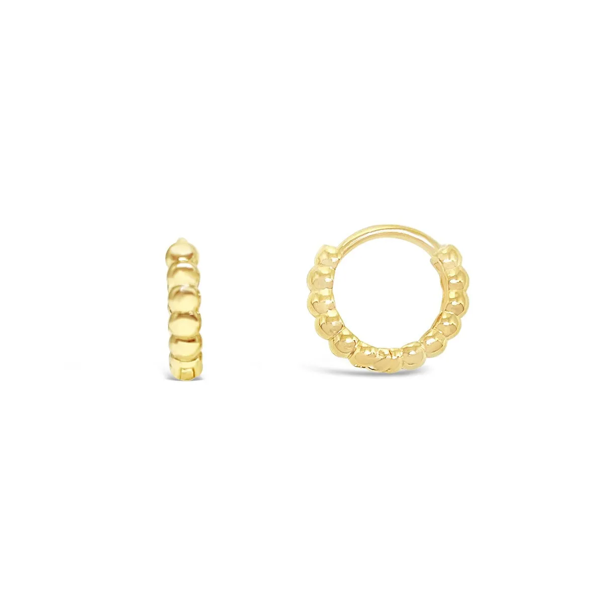 14K Gold Mini Beaded Huggie