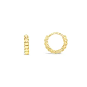14K Gold Mini Beaded Huggie