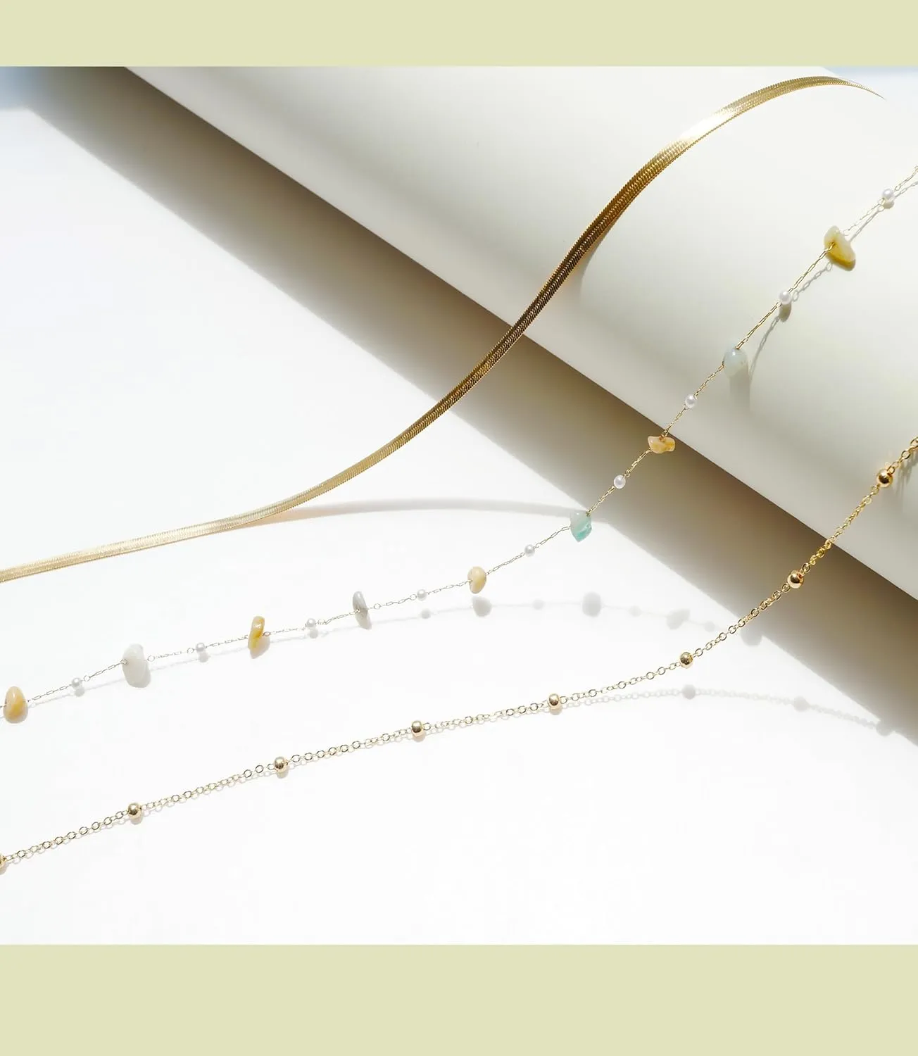 14K Gold Plated Body Chains| Layered Waist Chain with Satellite Beads Natural stone| Adjustable Belly Belt Chains Bikini|Body Jewelry for Women Teen Girls