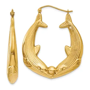 14K Gold Polished Dolphin Hoop Earrings for Women by Sophia Jewelers