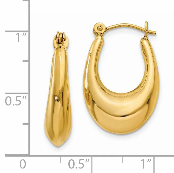 14K Gold Polished Hollow Hoop Earrings for Women by Sophia Jewelers