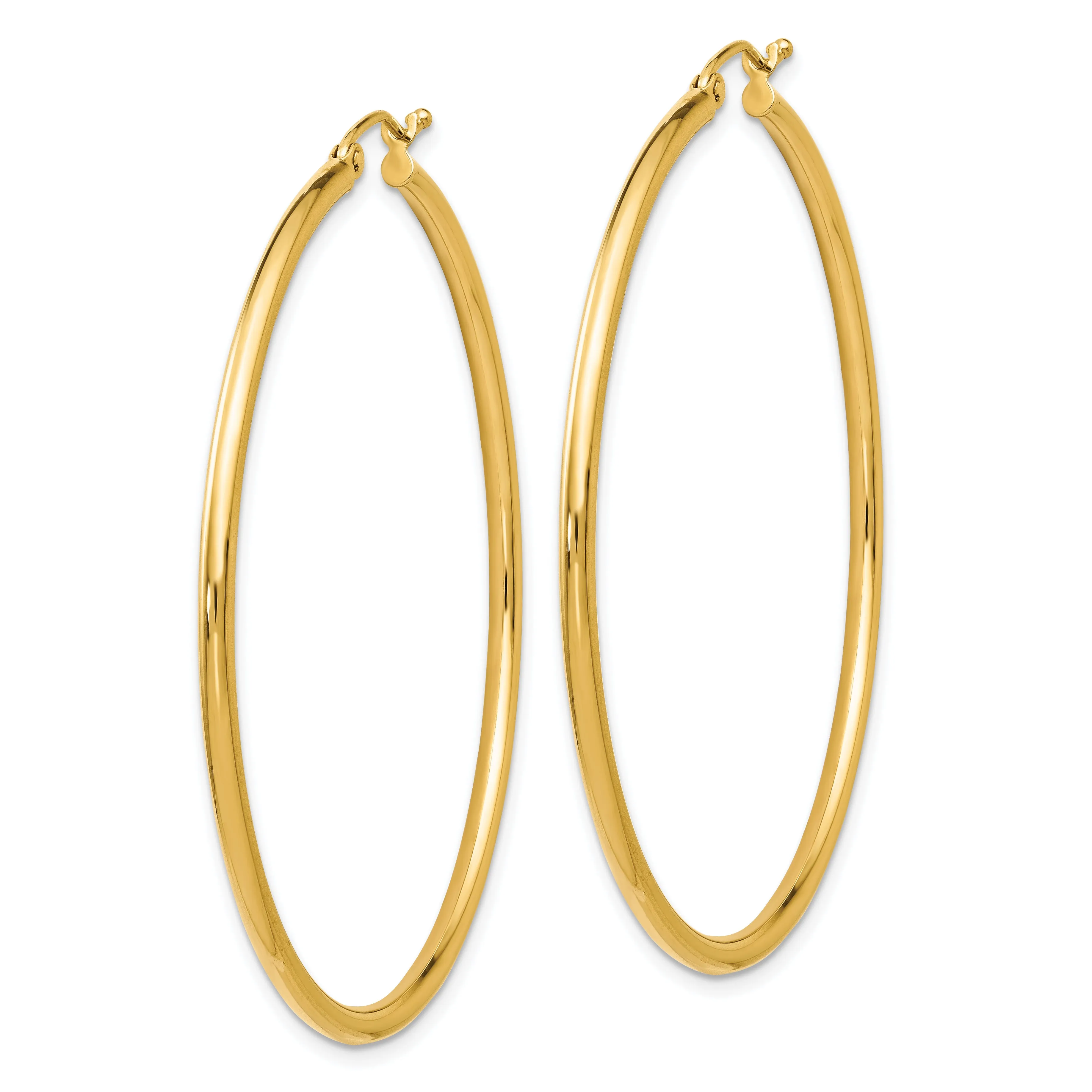 14K Gold Polished Hoop Earrings 2mm Hollow Design  Elegant and Lightweight