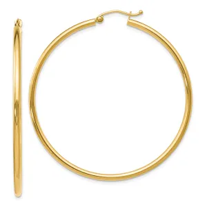 14K Gold Polished Hoop Earrings 2mm Hollow Design  Elegant and Lightweight