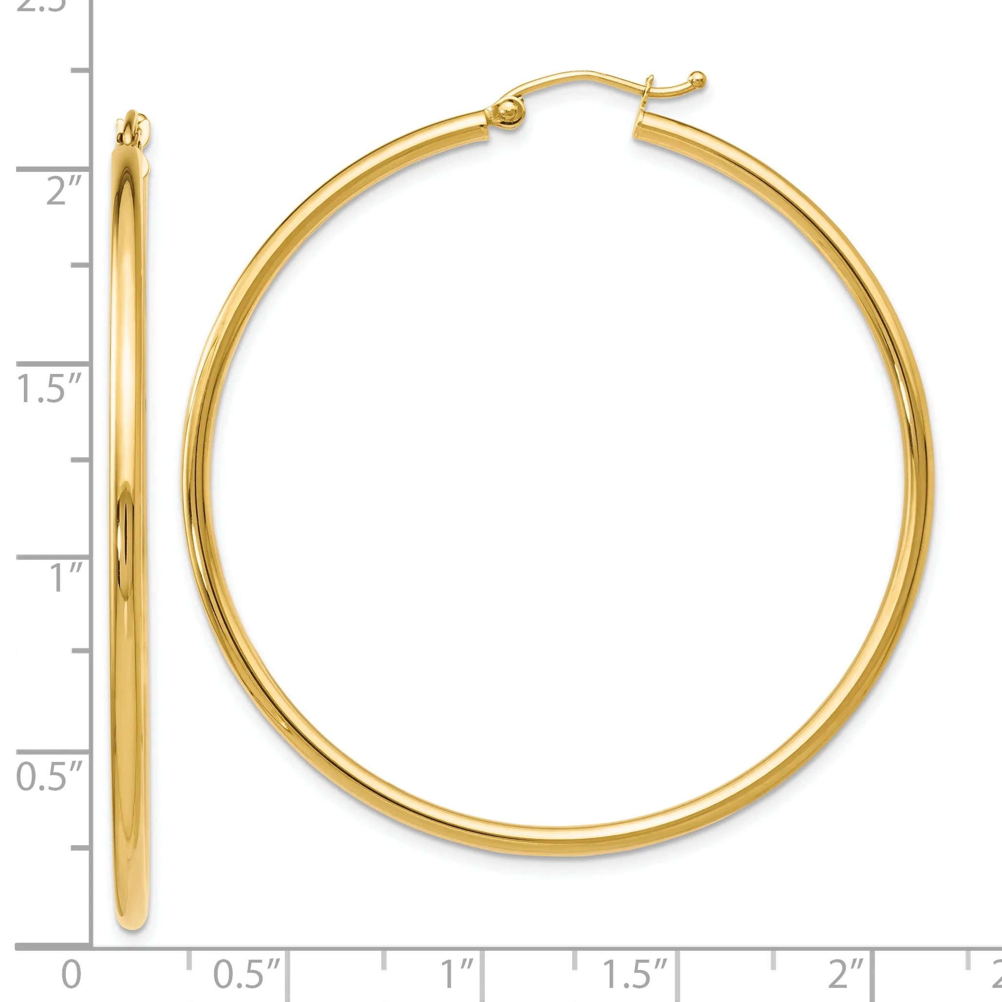 14K Gold Polished Hoop Earrings 2mm Hollow Design  Elegant and Lightweight