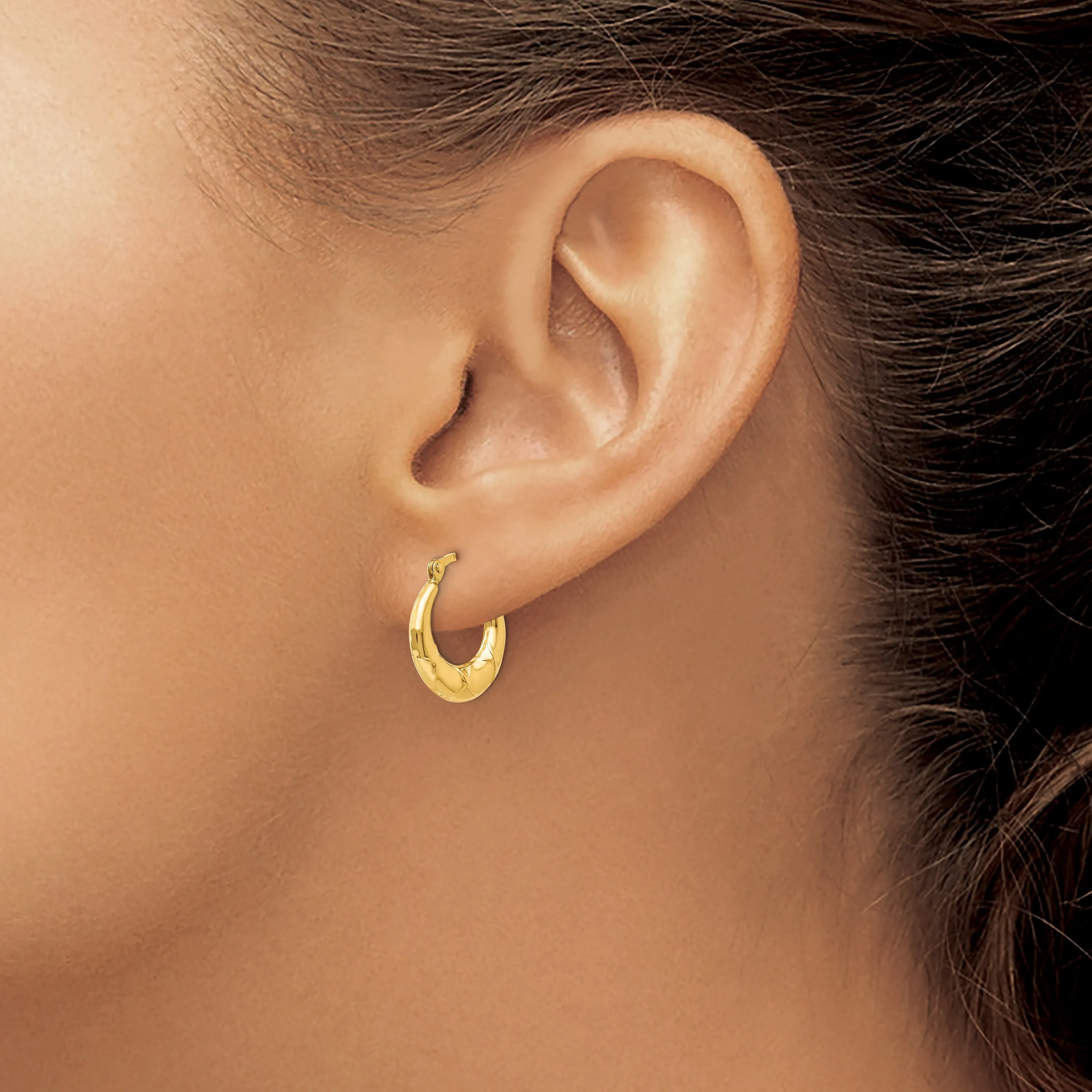 14K Gold Polished Nickel-Free Women's Hoop Earrings by Sophia Jewelers