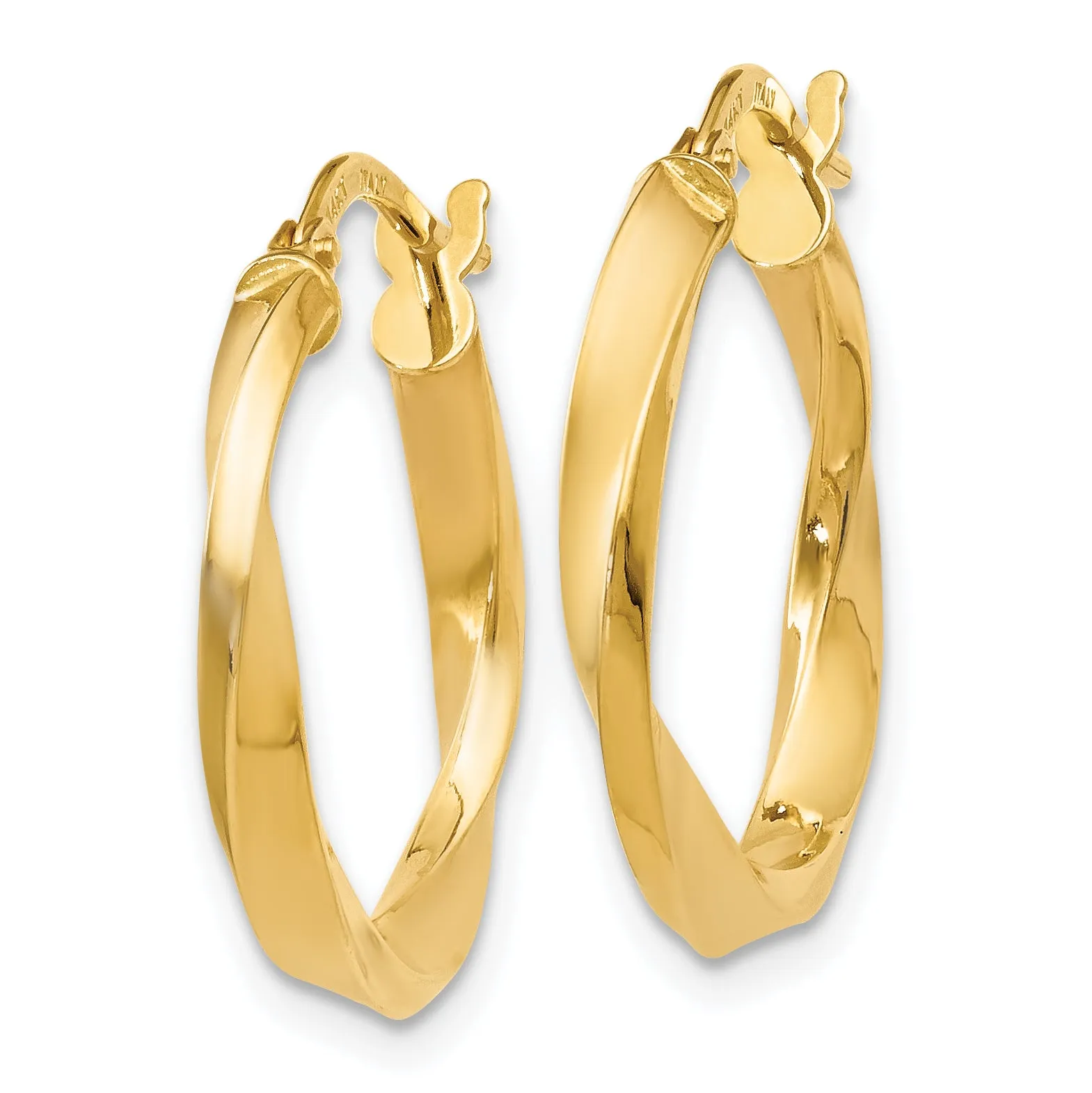 14K Gold Polished Twisted Hoop Earrings with Lifetime Guarantee