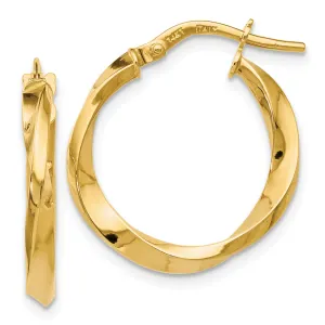 14K Gold Polished Twisted Hoop Earrings with Lifetime Guarantee
