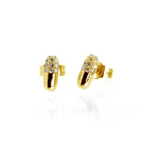 14k Natural Diamond Pill Capsule Earrings