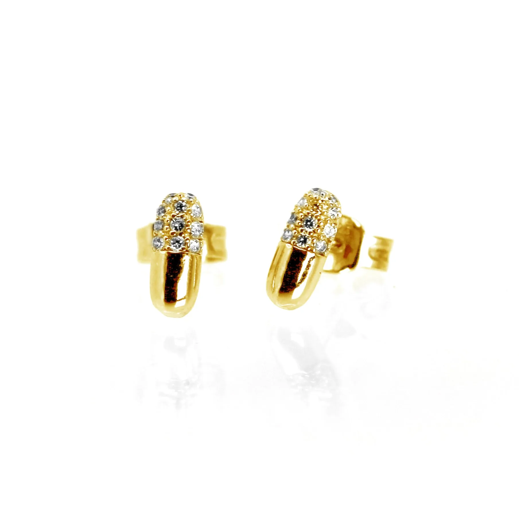 14k Natural Diamond Pill Capsule Earrings