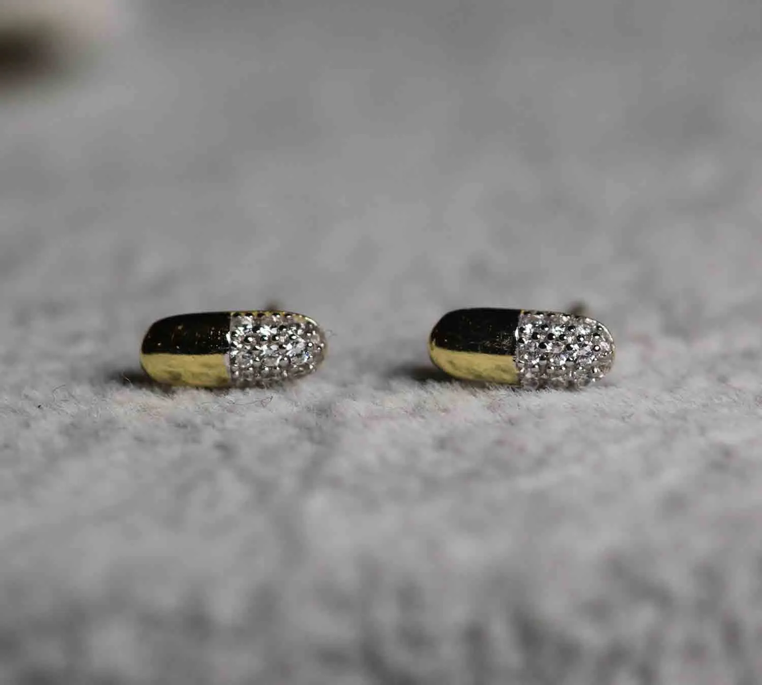 14k Natural Diamond Pill Capsule Earrings