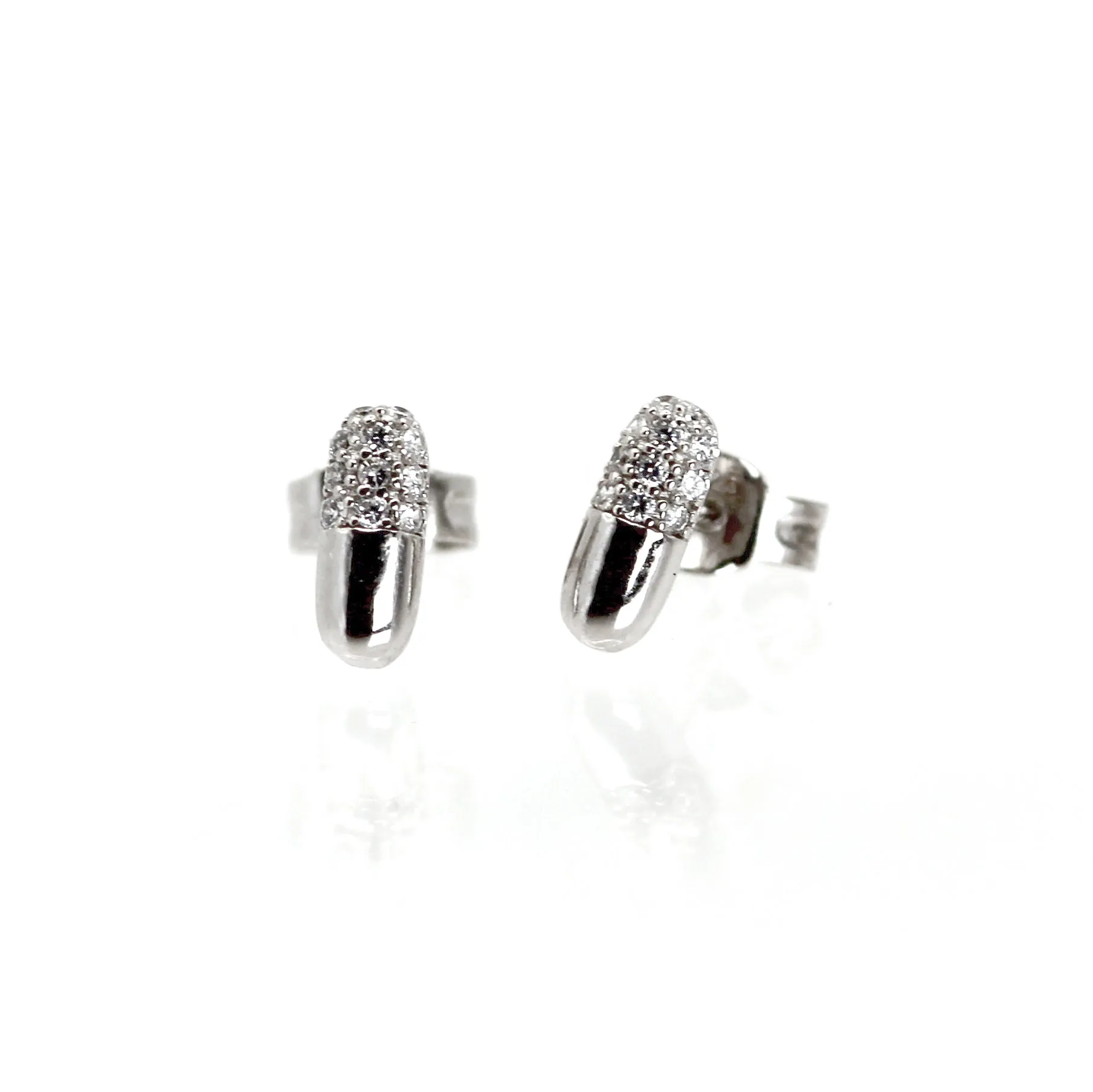 14k Natural Diamond Pill Capsule Earrings