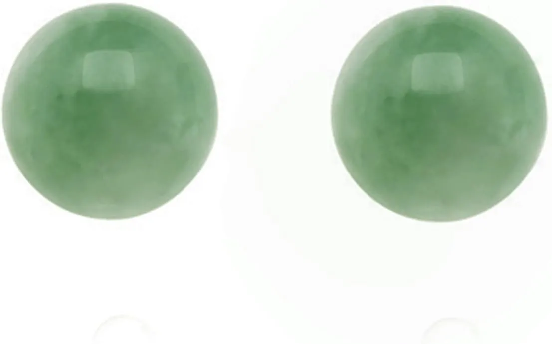 14K Yellow Gold Natural Jadite Round Stud Post Earrings Assembled in the U.S.A