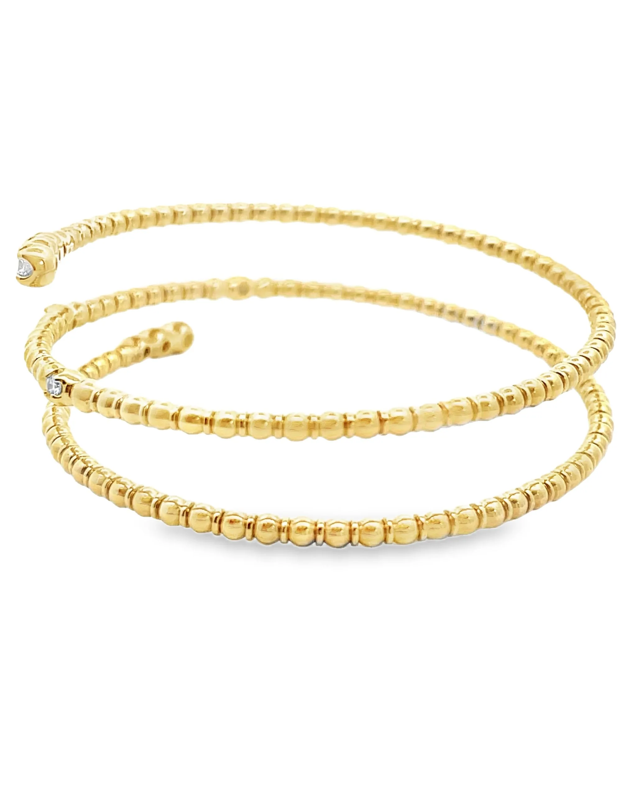 14K Yellow Gold Soft Diamond Bypass Bangle Bracelet