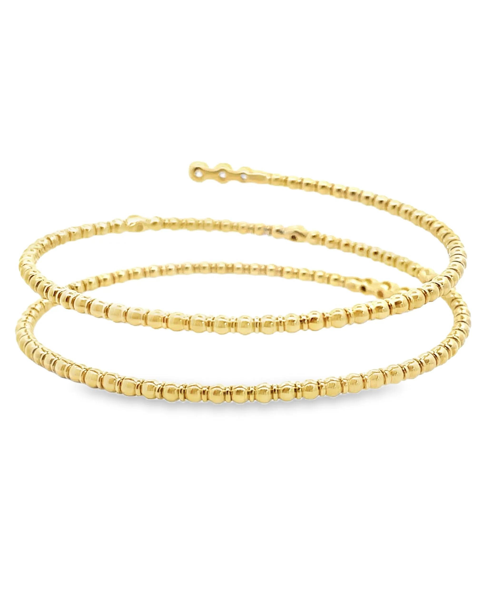 14K Yellow Gold Soft Diamond Bypass Bangle Bracelet