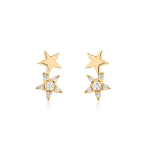 14KY Petite Double Star Earrings