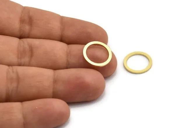 15mm Circle Connectors - 24 Raw Brass Circle Connectors (15x1.5x1mm) A6092
