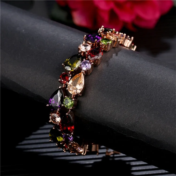 16cm Fashion Mona Lisa Rose Gold Colorful Zircon Bead Bracelets, 16cm