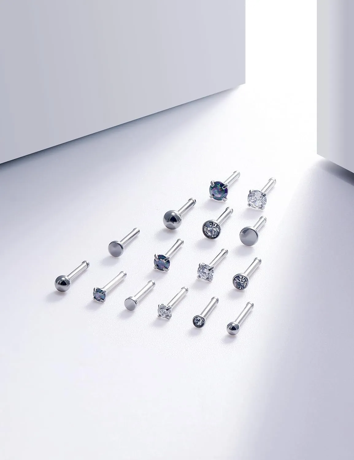 18G 20G Nose Rings Studs Piercing Jewelry for Women 316L Surgical Steel L Shaped Screw Straight Nose Rings Studs Hypoallergenic Nostril Piercing Jewelry for Women Men CZ 2mm 2.5mm 3mm