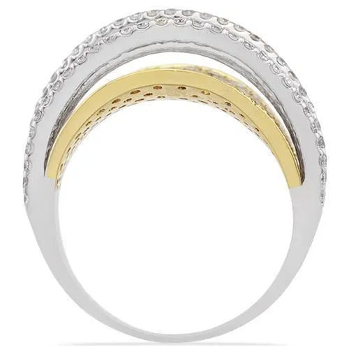 18k Yellow Gold Modern Diamond Cocktail Ring 2.99 Ctw