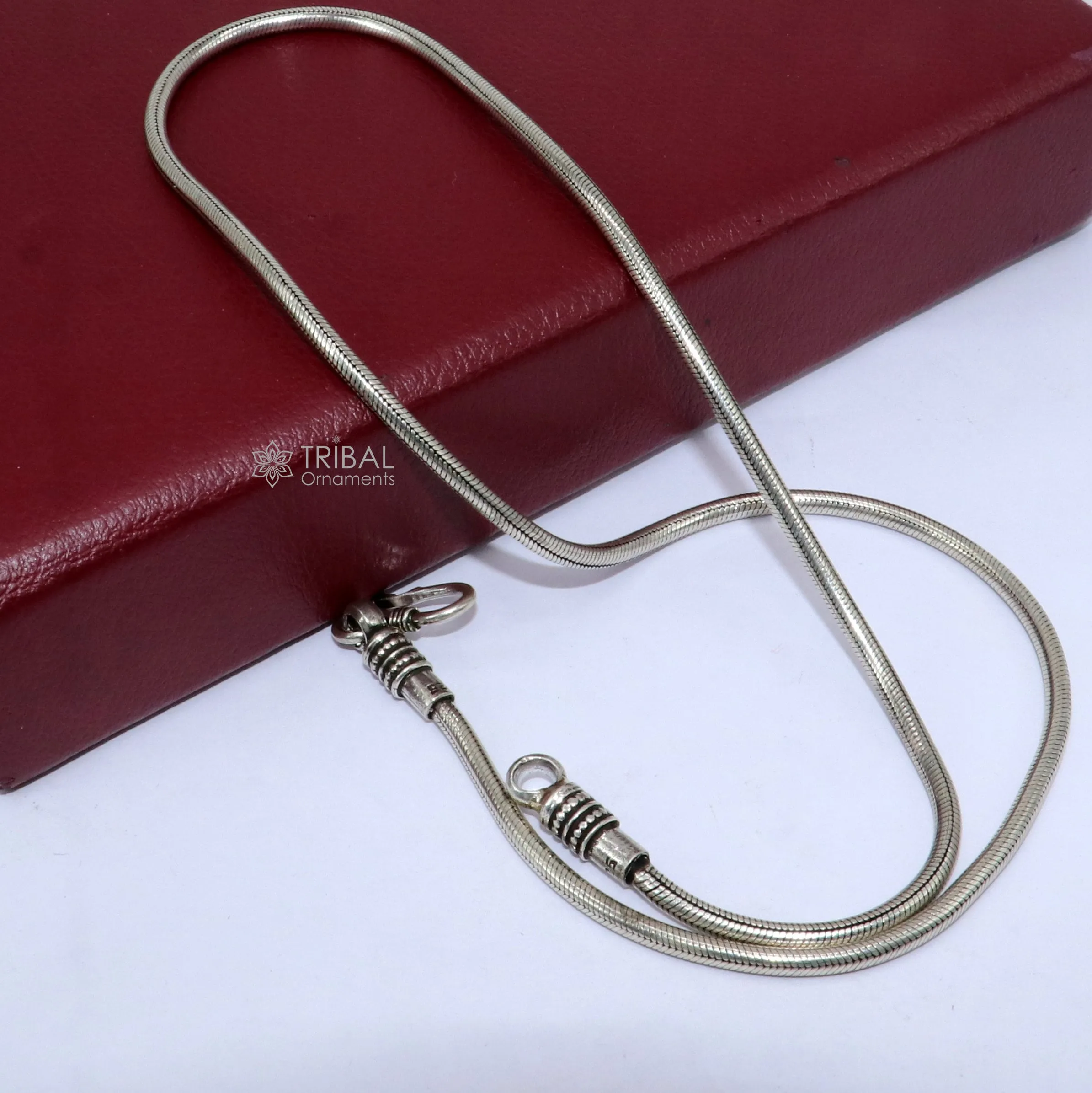 18" to 26" long 3mm screw chain 925 sterling silver handmade snake chain pendant chain, necklace chain, oxidized silver trendy style CH585