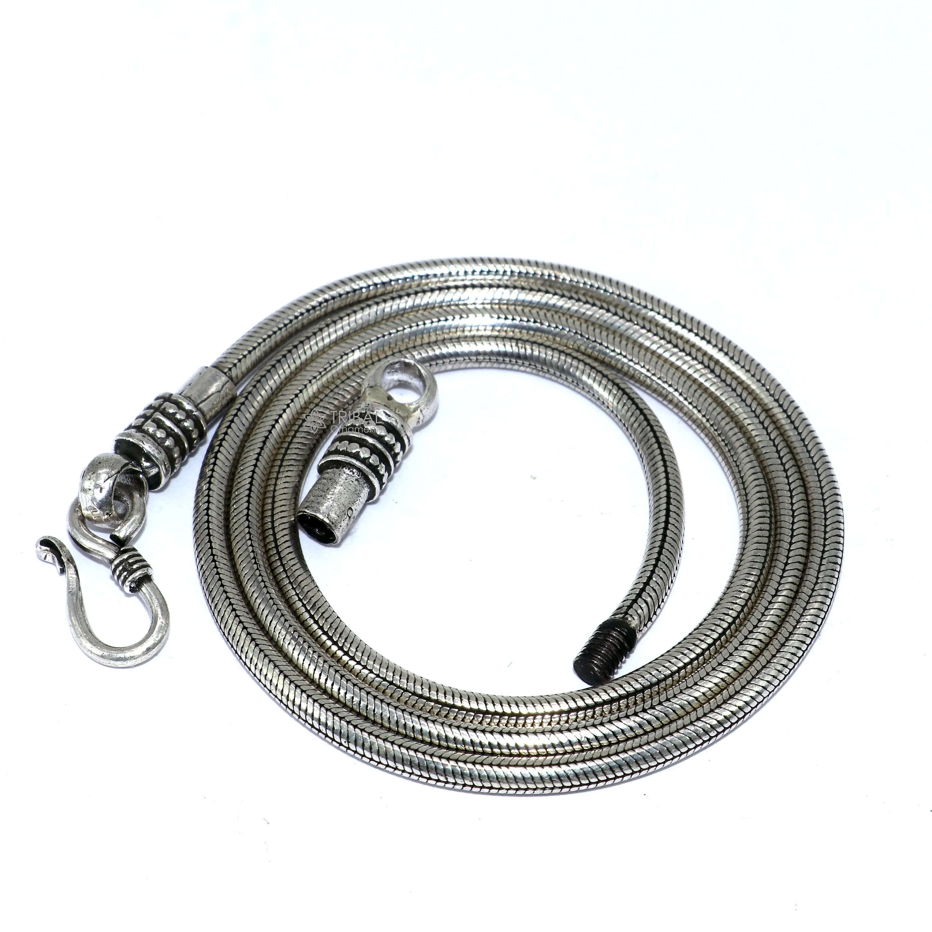 18" to 26" long 3mm screw chain 925 sterling silver handmade snake chain pendant chain, necklace chain, oxidized silver trendy style CH585