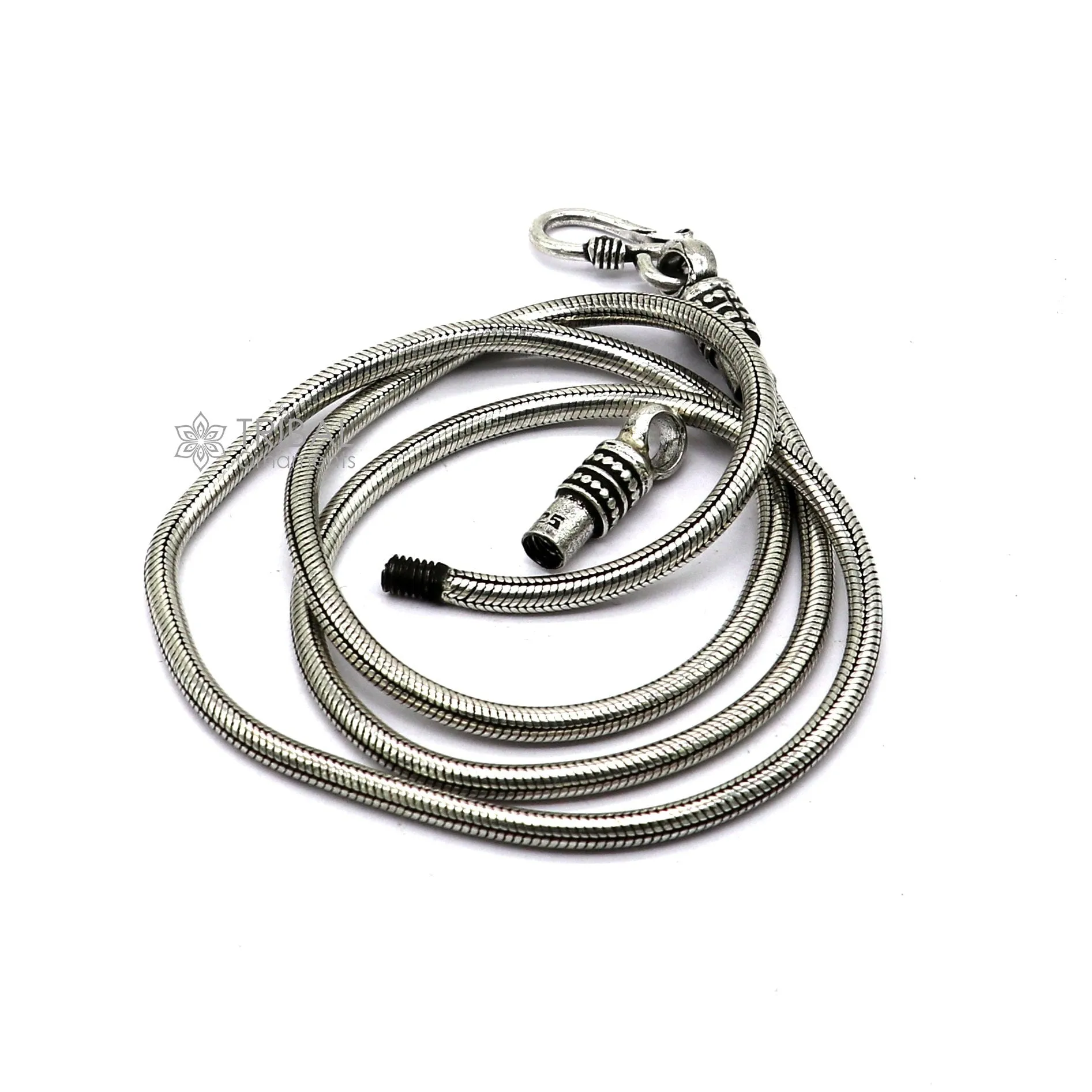 18" to 26" long 3mm screw chain 925 sterling silver handmade snake chain pendant chain, necklace chain, oxidized silver trendy style CH585