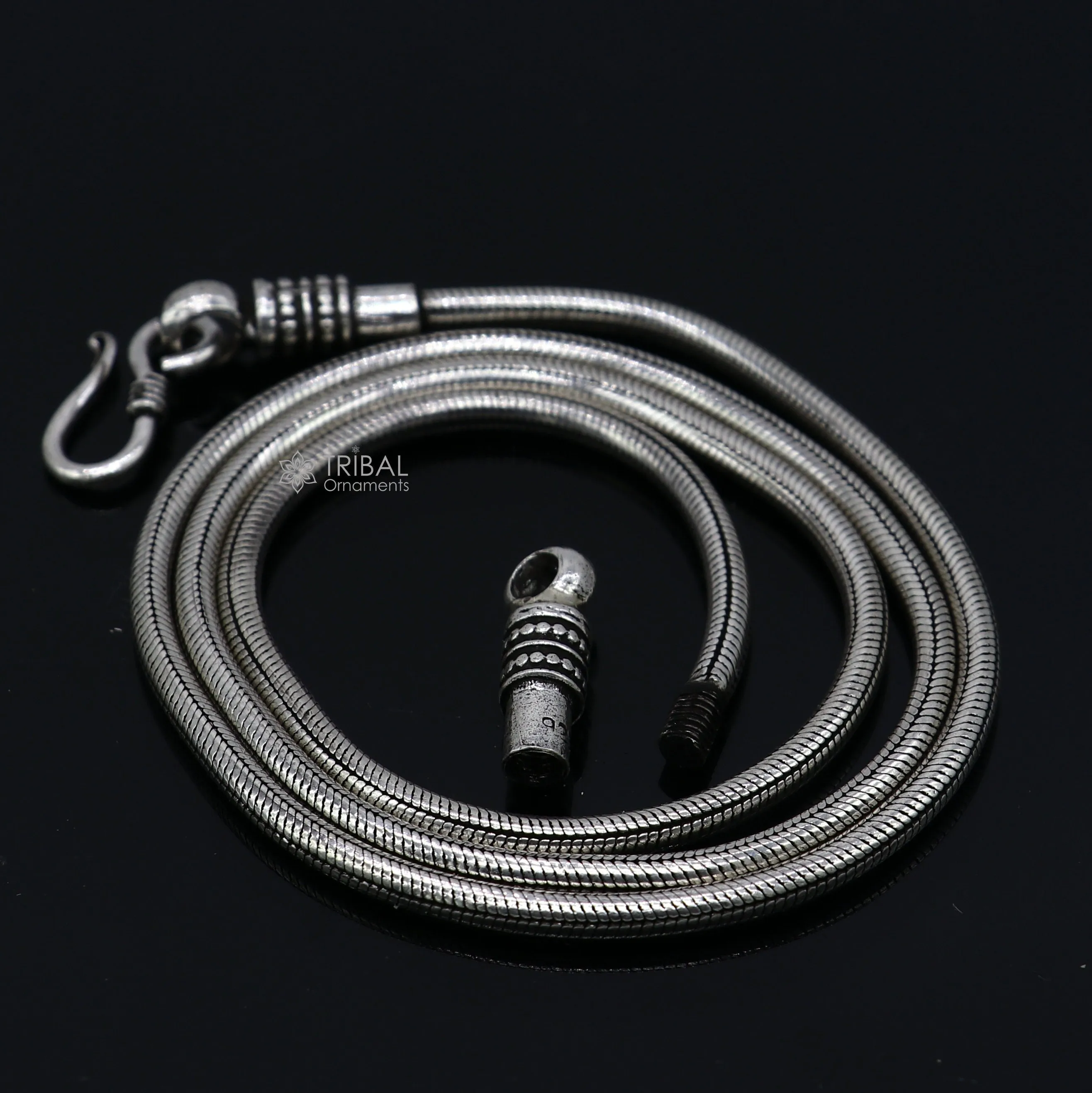 18" to 26" long 3mm screw chain 925 sterling silver handmade snake chain pendant chain, necklace chain, oxidized silver trendy style CH585